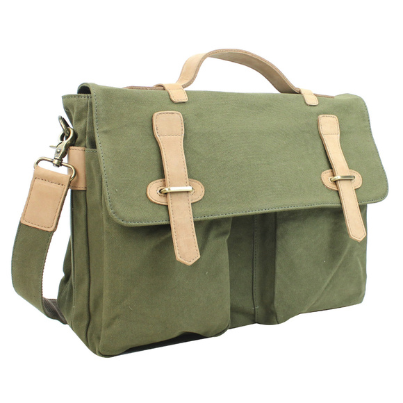 Casual Style Canvas Laptop Messenger Bag CM03GRN